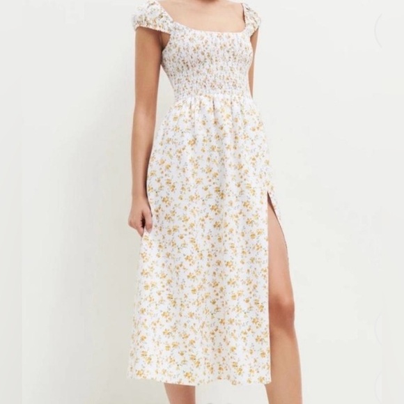 Reformation NWOT Marabella Linen Midi Dress in Floral Print Size 1X - Picture 1 of 11